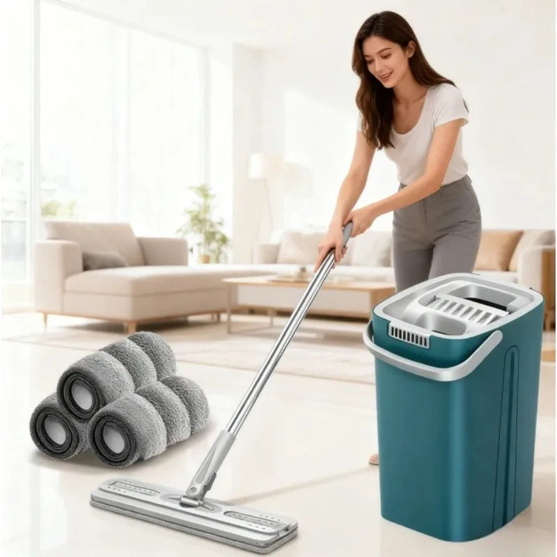 Serpillère plate en microfibre mains libres avec seau – vue 3