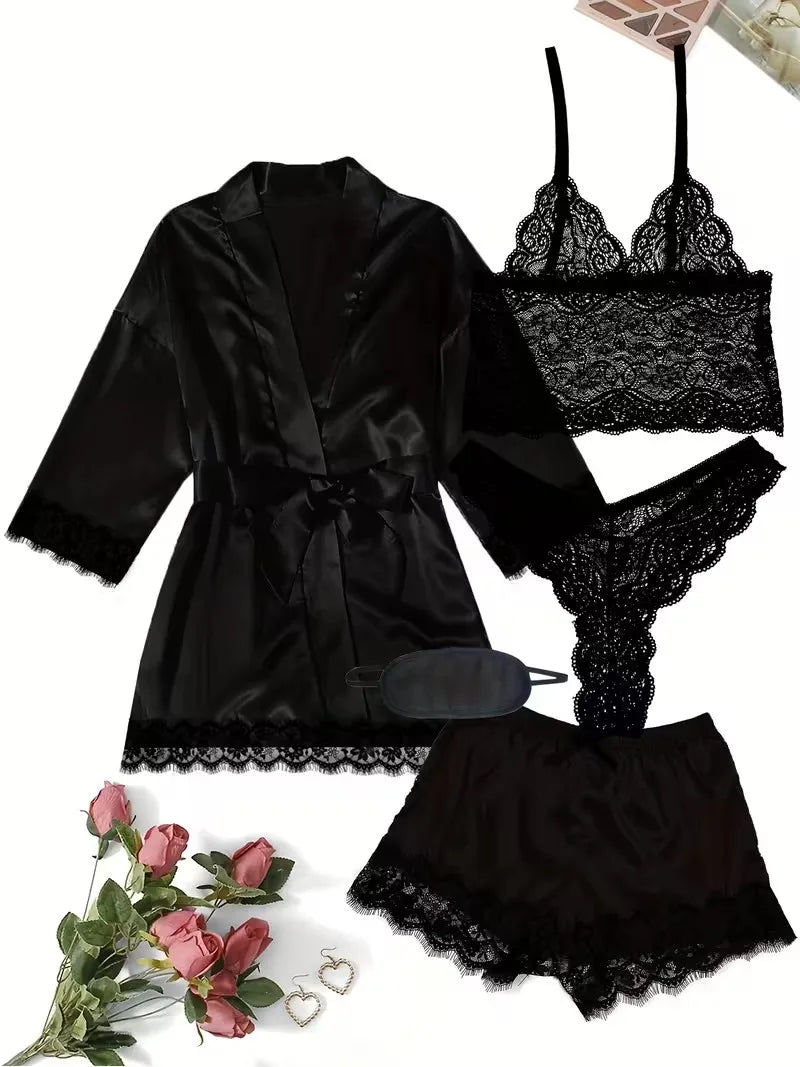Ensemble de pyjama pour femme grande taille en satin – vue 2