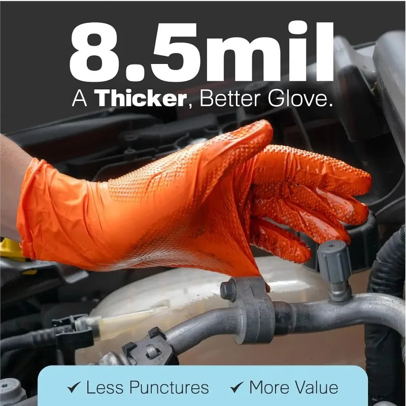 Gants jetables industriels en Nitrile Orange – vue 4