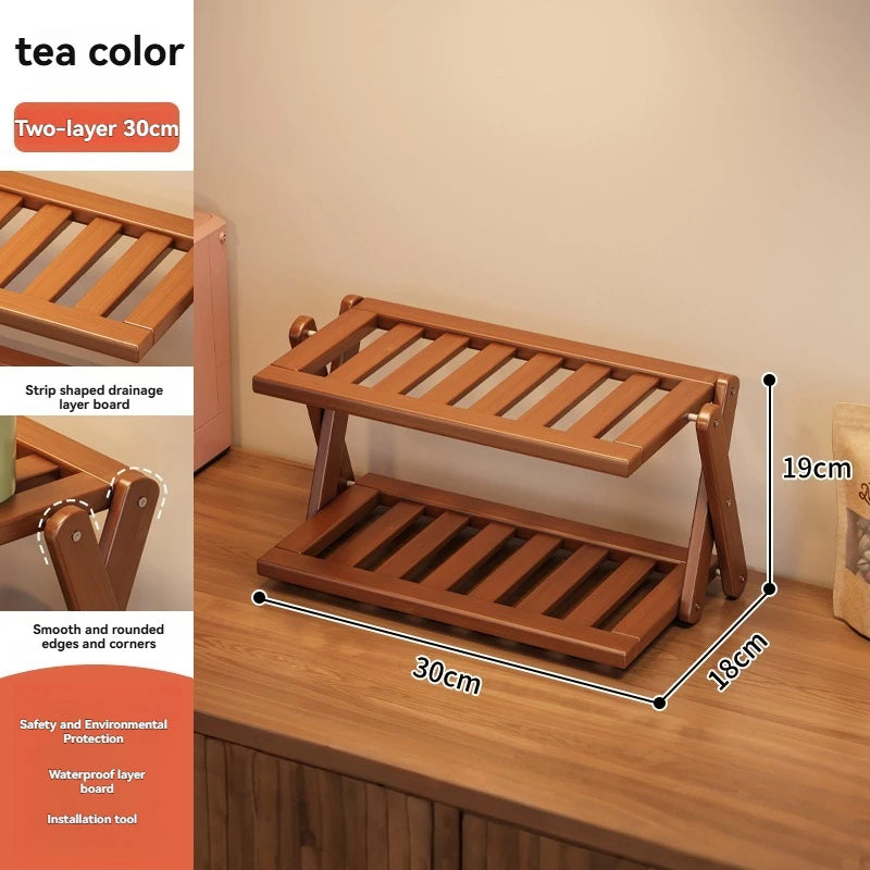 Étagère pliable en bambou, robuste