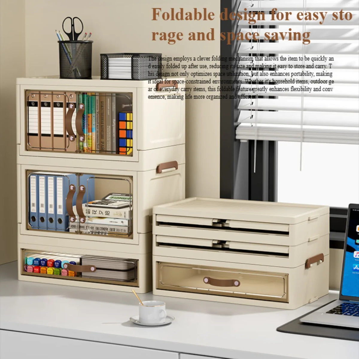 Boîte de rangement à tiroir pliable multifonctionnelle à 3 couches – vue 5