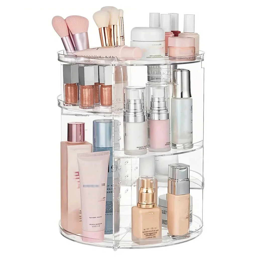 Organisateur de cosmétiques rotatif à 360° en acrylique transparent
