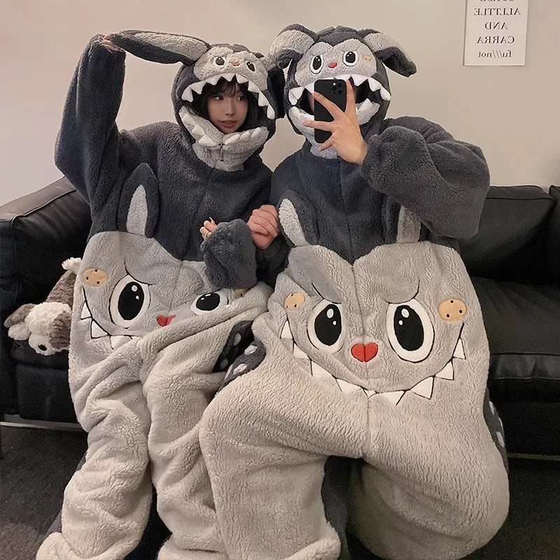 Kigurumi licorne chat Onesie hiver chaud vêtements de nuit femmes hommes Pyjamas pantoufle – vue 3
