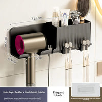 Modèle 3 en 1 support mural pour sèche-cheveux organisateur avec porte-gobelet de brosse à