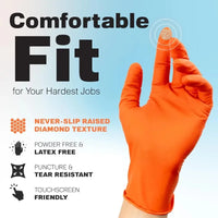 Gants jetables industriels en Nitrile Orange – vue 6