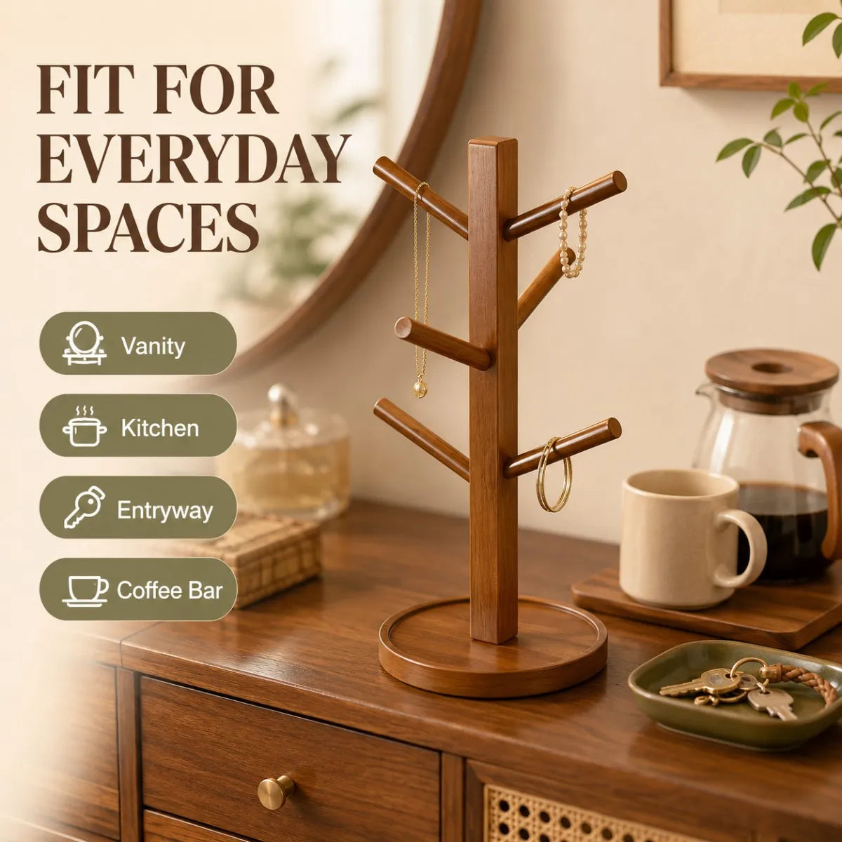 Support de rangement créatif en bois pour tasses à café – vue 2