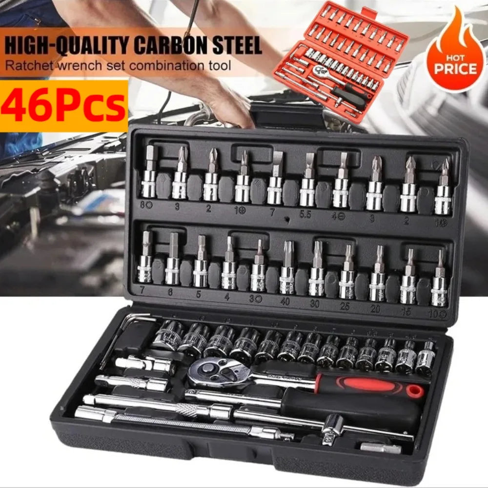 Ensemble de clés à douilles 1/4'' de 46 pièces