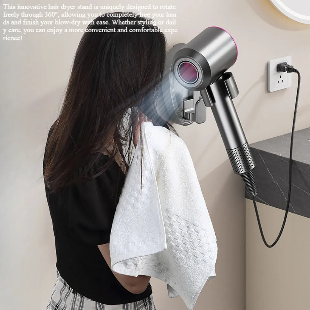 360 ° Support mural pour sèche-cheveux à ventouse rotative – vue 3