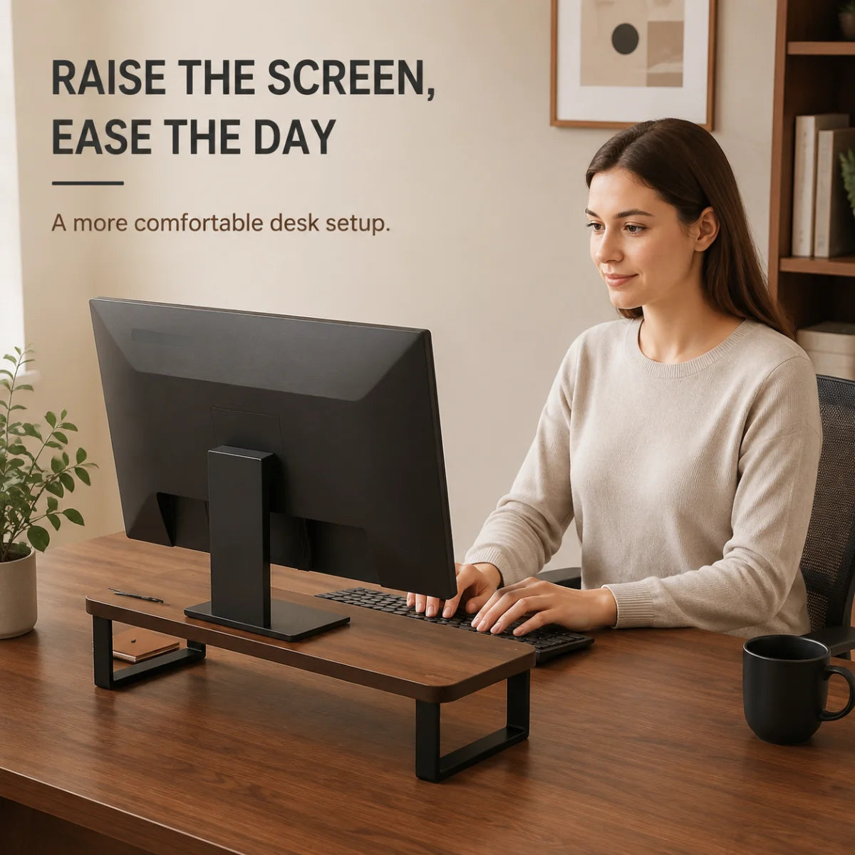 Support d'affichage avec espace de rangement surélevé pour clavier de bureau