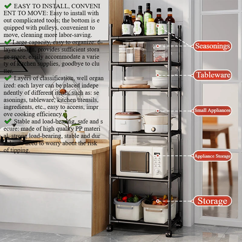 Étagère de cuisine à 6 niveaux