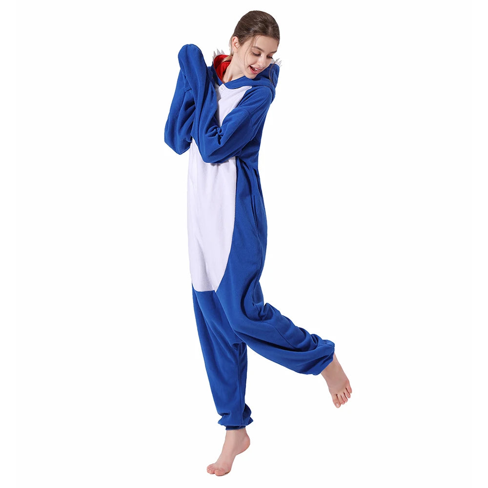 Pyjama Onesie requin bleu Kigurumi licorne Animal hommes femmes adulte dessin animé doux H – vue 3