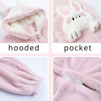 Coral velours Onesies femmes mignon lapin Kigurumi licorne Preppy dessin animé à capuche K – vue 6