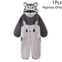 Kigurumi licorne chat Onesie hiver chaud vêtements de nuit femmes hommes Pyjamas pantoufle