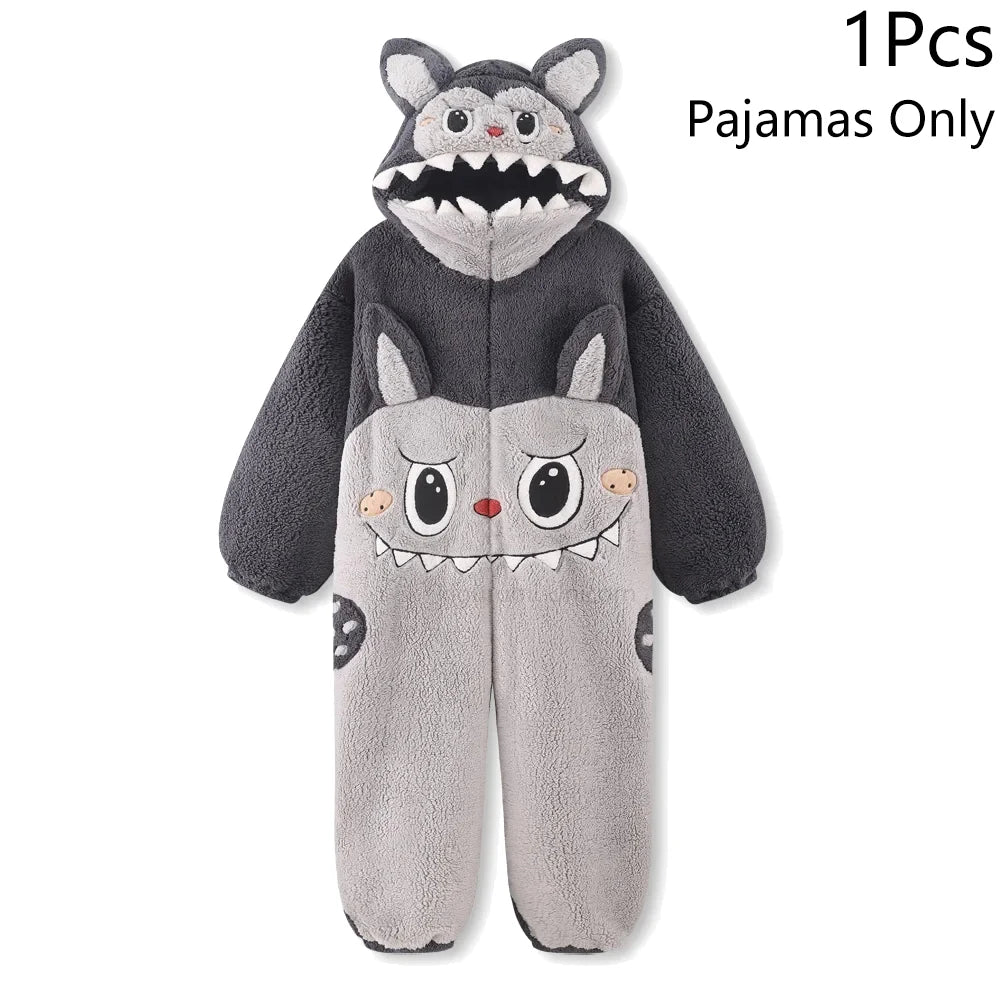 Kigurumi licorne chat Onesie hiver chaud vêtements de nuit femmes hommes Pyjamas pantoufle