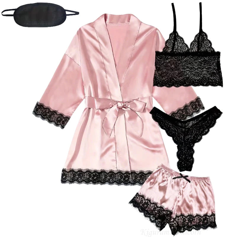 Ensemble de pyjama pour femme grande taille en satin – vue 3