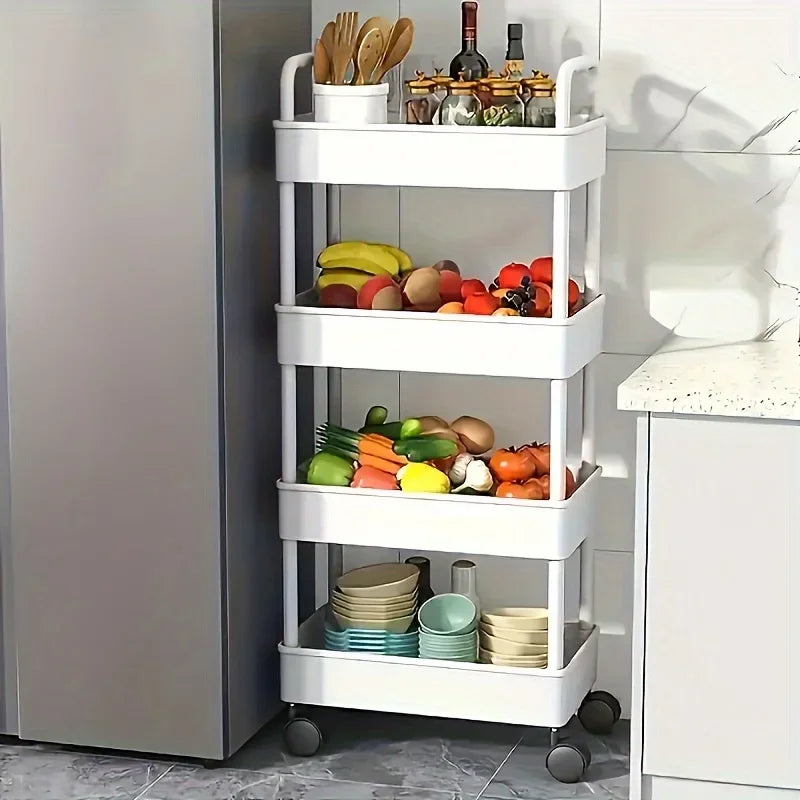 Chariot de rangement roulant à 5 niveaux avec roulettes - Organisateur mobile multi-usage – vue 2