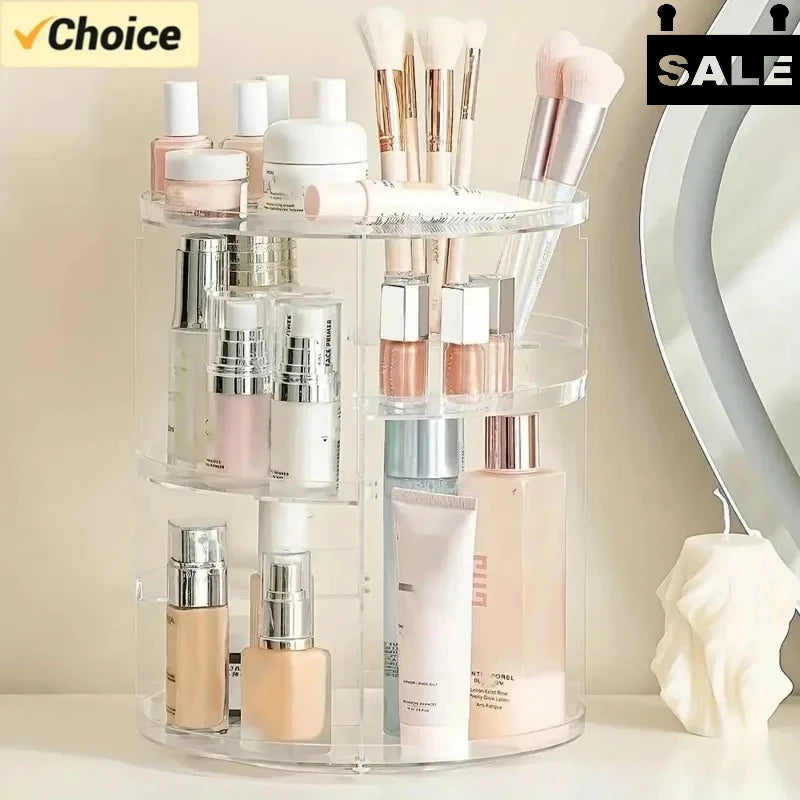 Organisateur de cosmétiques rotatif à 360° en acrylique transparent