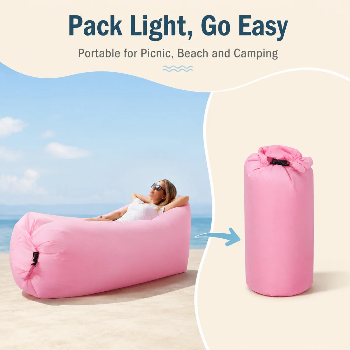 Canapé gonflable sélectionné, chaise longue individuelle – vue 4