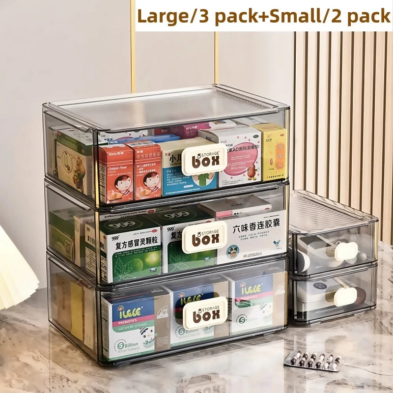 Boîte de rangement de médicaments multicouche domestique de grande capacité