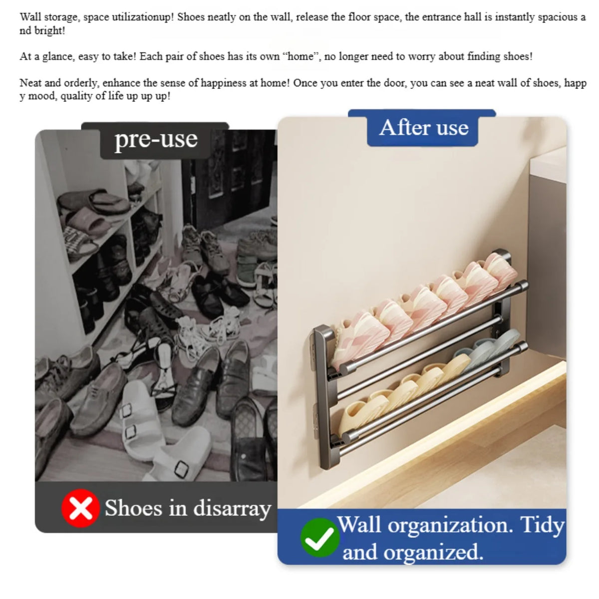 Étagère à pantoufles de salle de bain Non perforée – vue 5