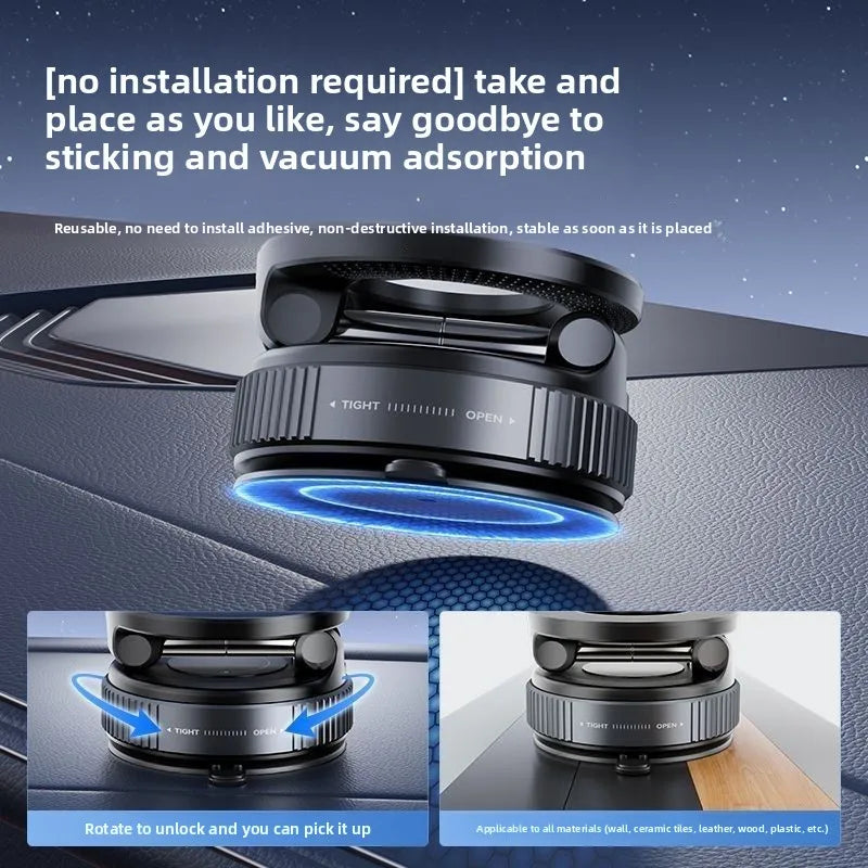Support de téléphone magnétique pour voiture 360 ° Rotation pliante avec ventouse sous vid – vue 4