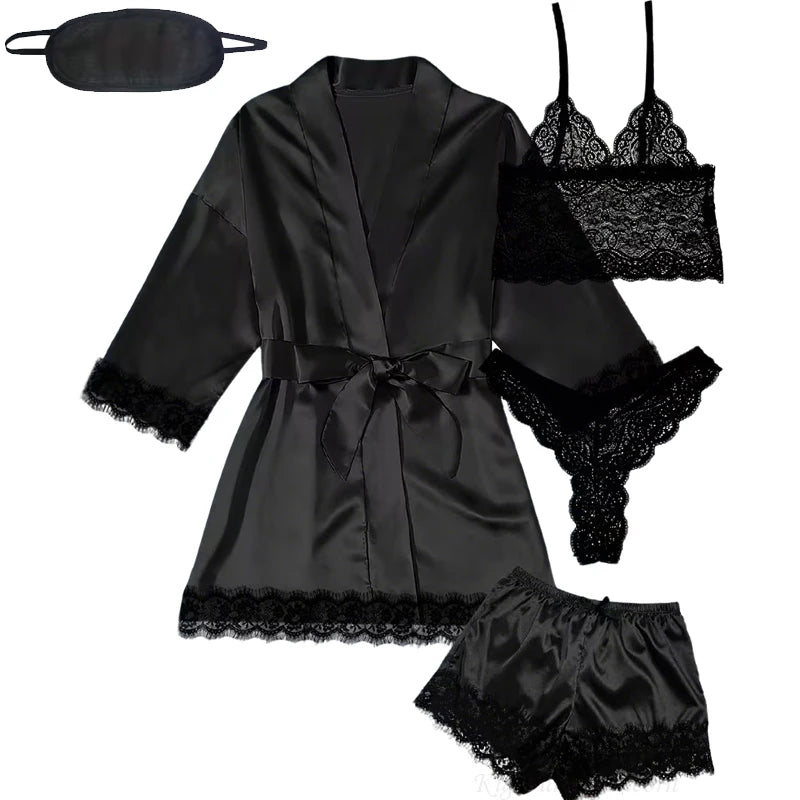 Ensemble de pyjama pour femme grande taille en satin