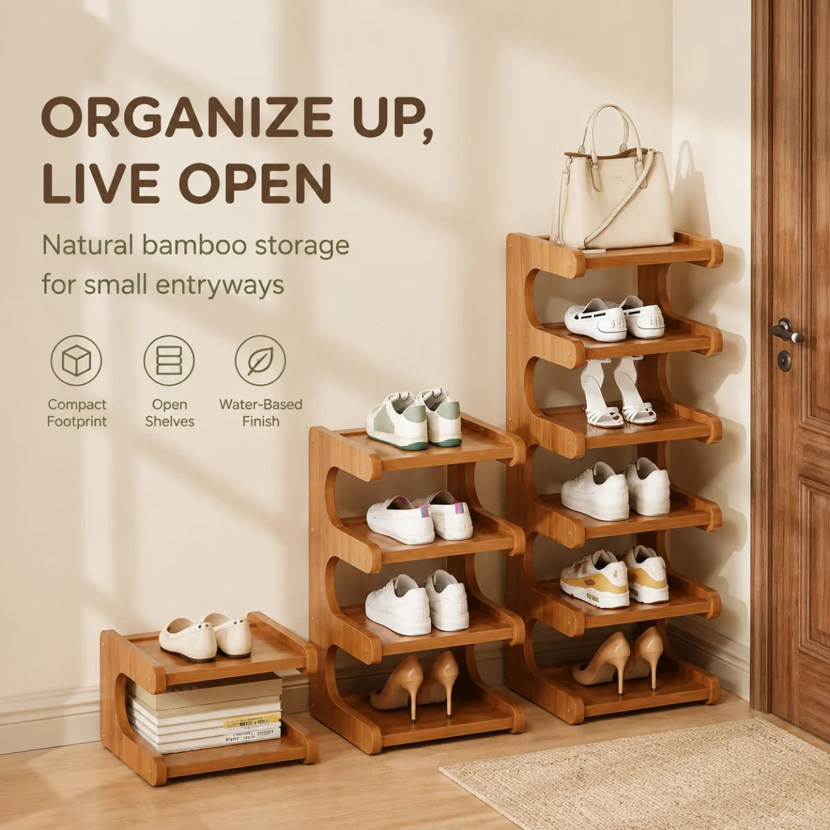 Étagère à chaussures compacte pour portes étroites – vue 4