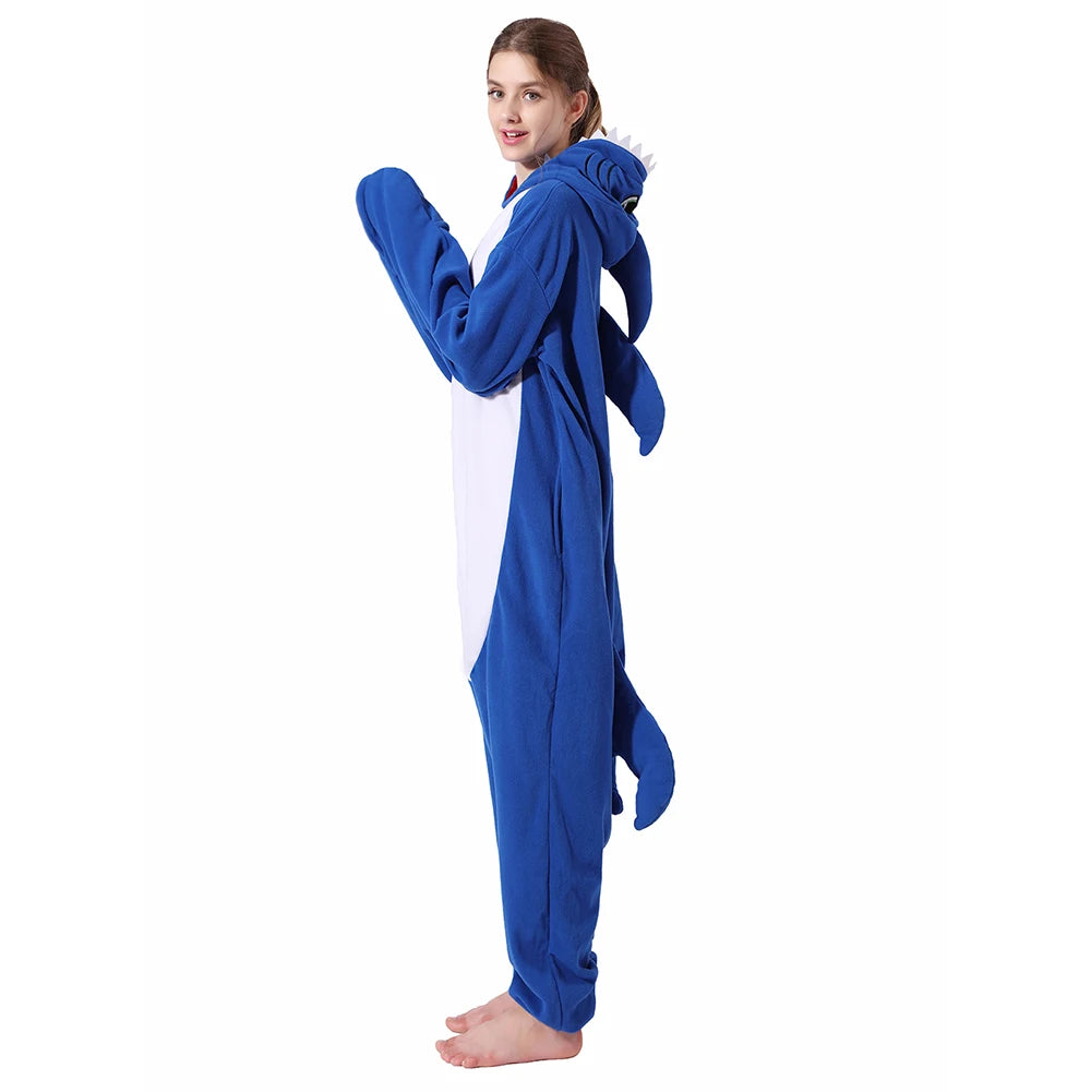 Pyjama Onesie requin bleu Kigurumi licorne Animal hommes femmes adulte dessin animé doux H – vue 4