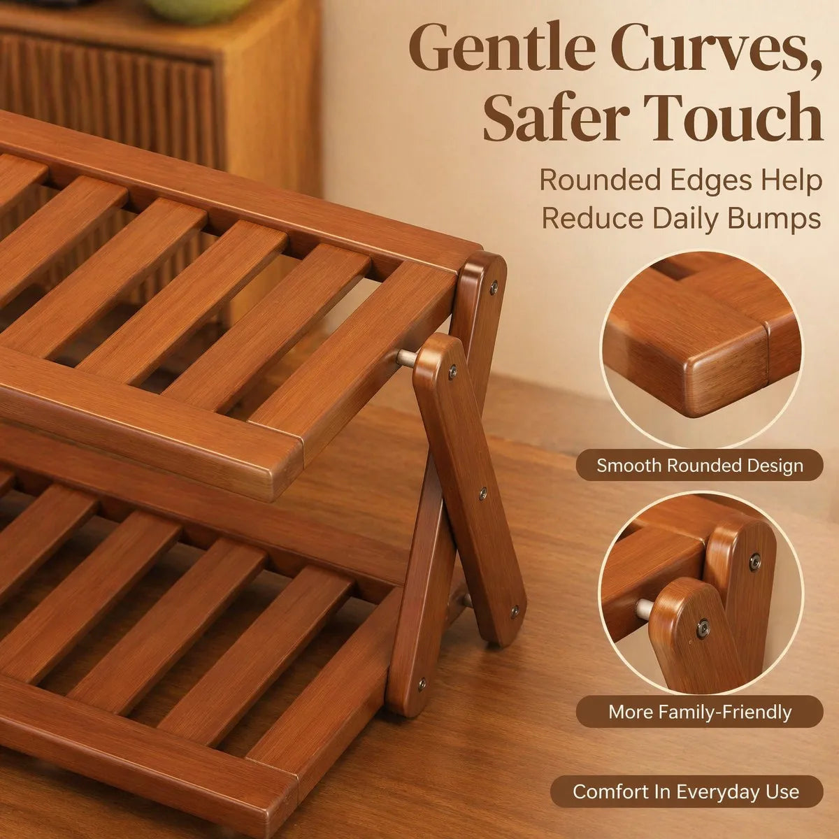 Étagère pliable en bambou, robuste – vue 4