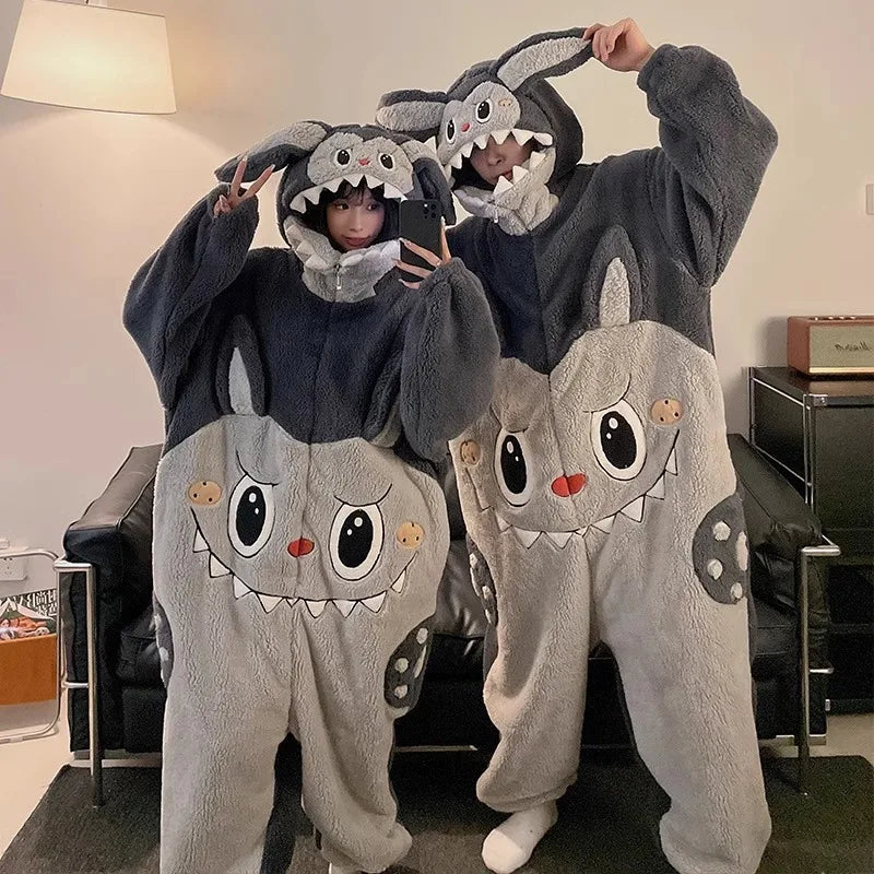 Kigurumi licorne chat Onesie hiver chaud vêtements de nuit femmes hommes Pyjamas pantoufle – vue 4