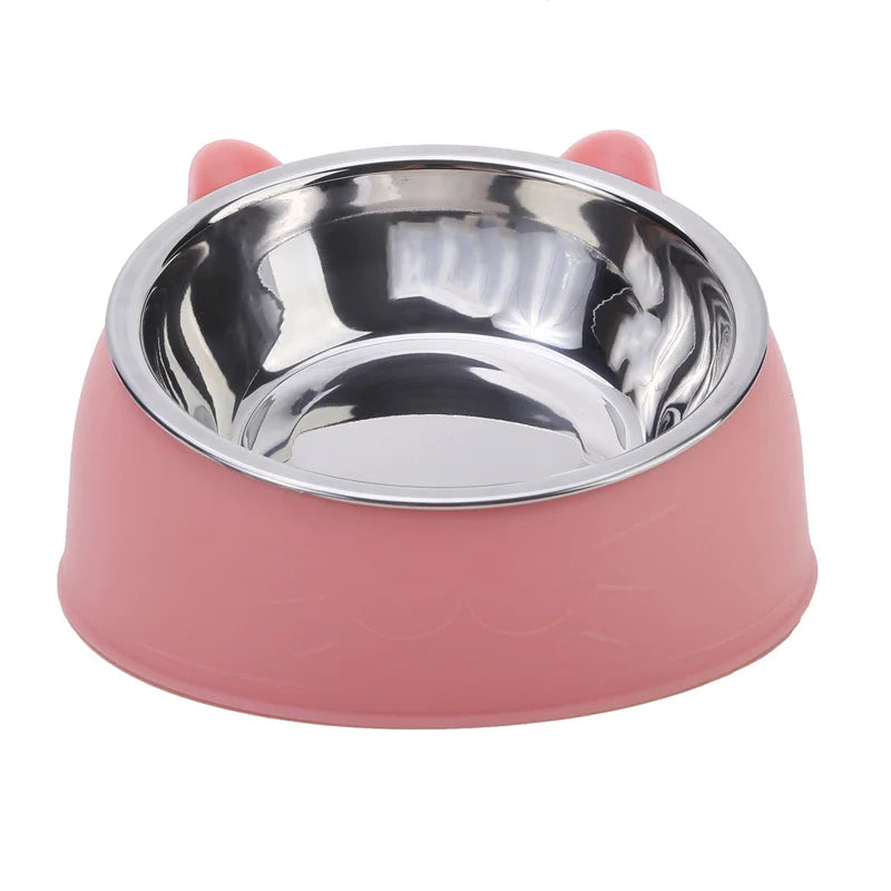 100/200ml bol pour chat incliné chaton chiot nourriture bols d'alimentation en acier inoxy