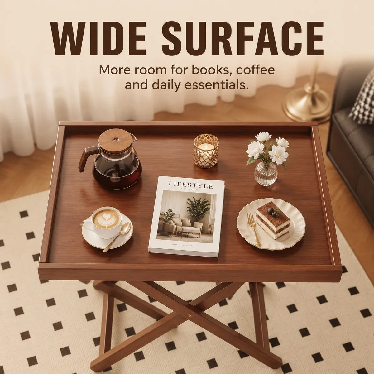 Table d'appoint pliante, table de lit durable pour téléviseur – vue 2
