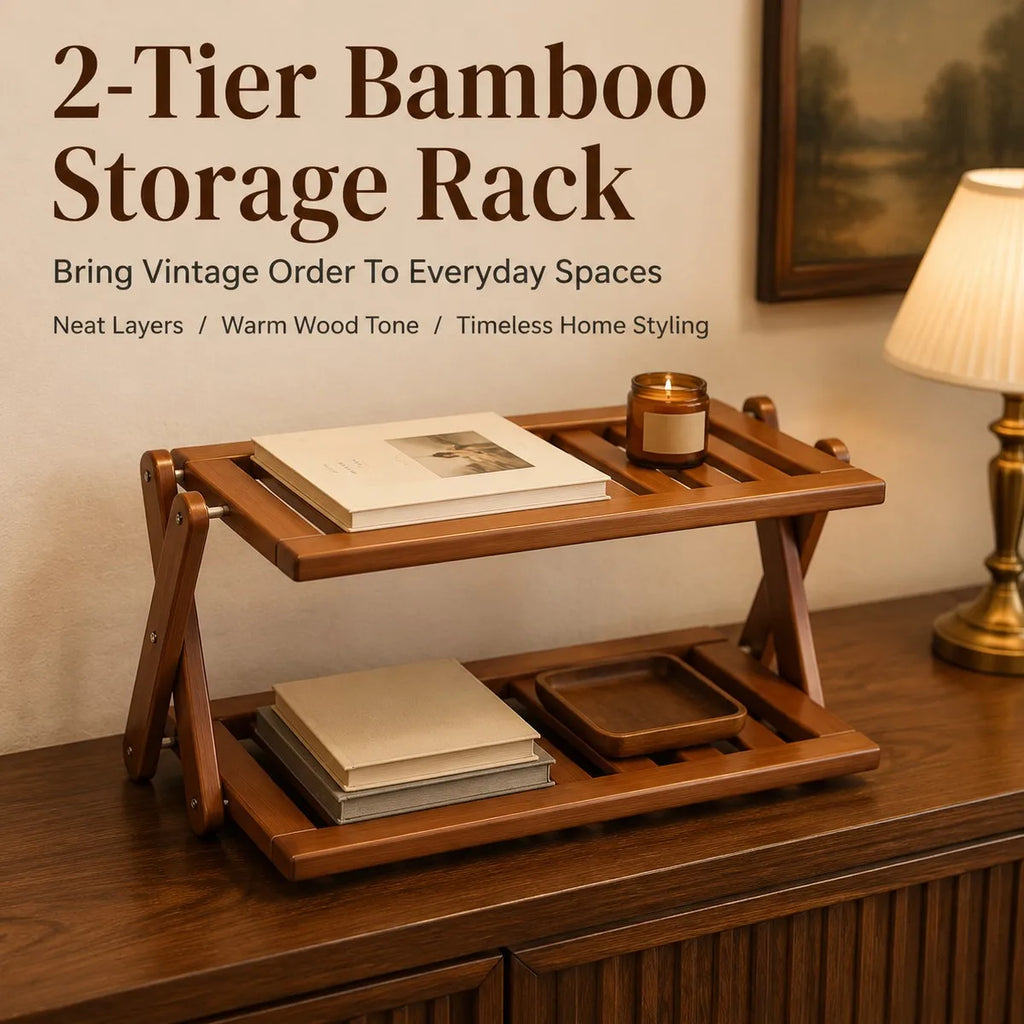 Étagère pliable en bambou, robuste – vue 2