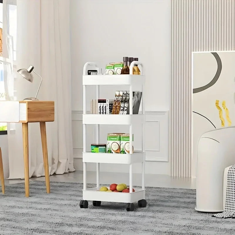 Chariot de rangement roulant à 5 niveaux avec roulettes - Organisateur mobile multi-usage – vue 3