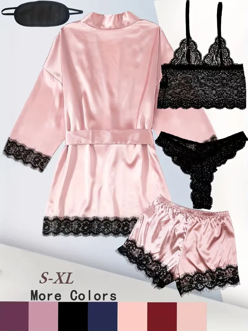 Ensemble de pyjama pour femme grande taille en satin – vue 4
