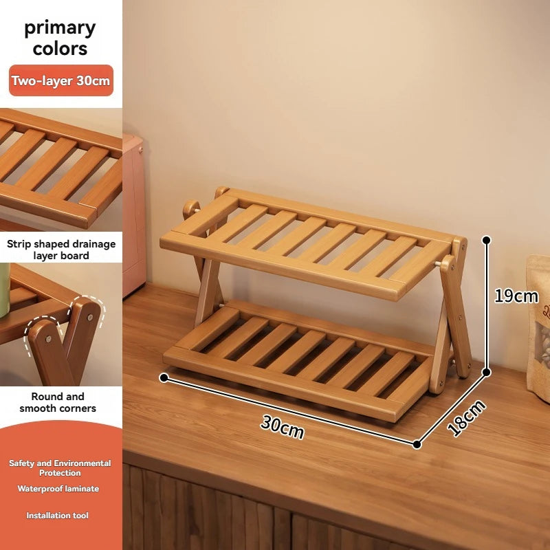 Étagère pliable en bambou, robuste