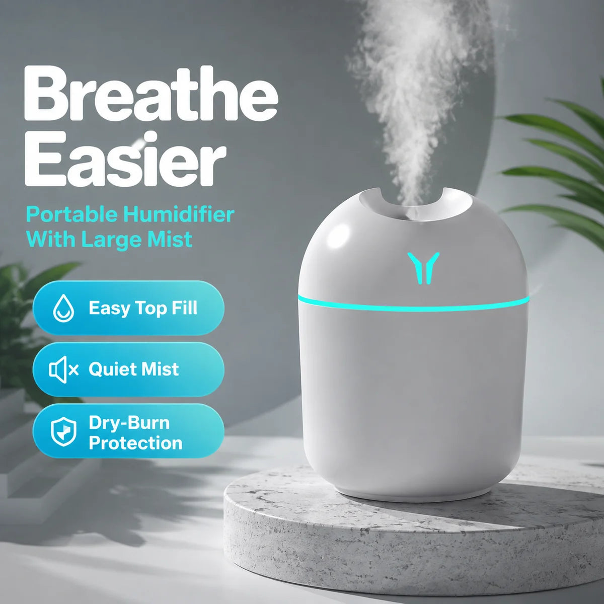 Petit humidificateur Y USB mini silencieux à grand débit d'air pour la maison