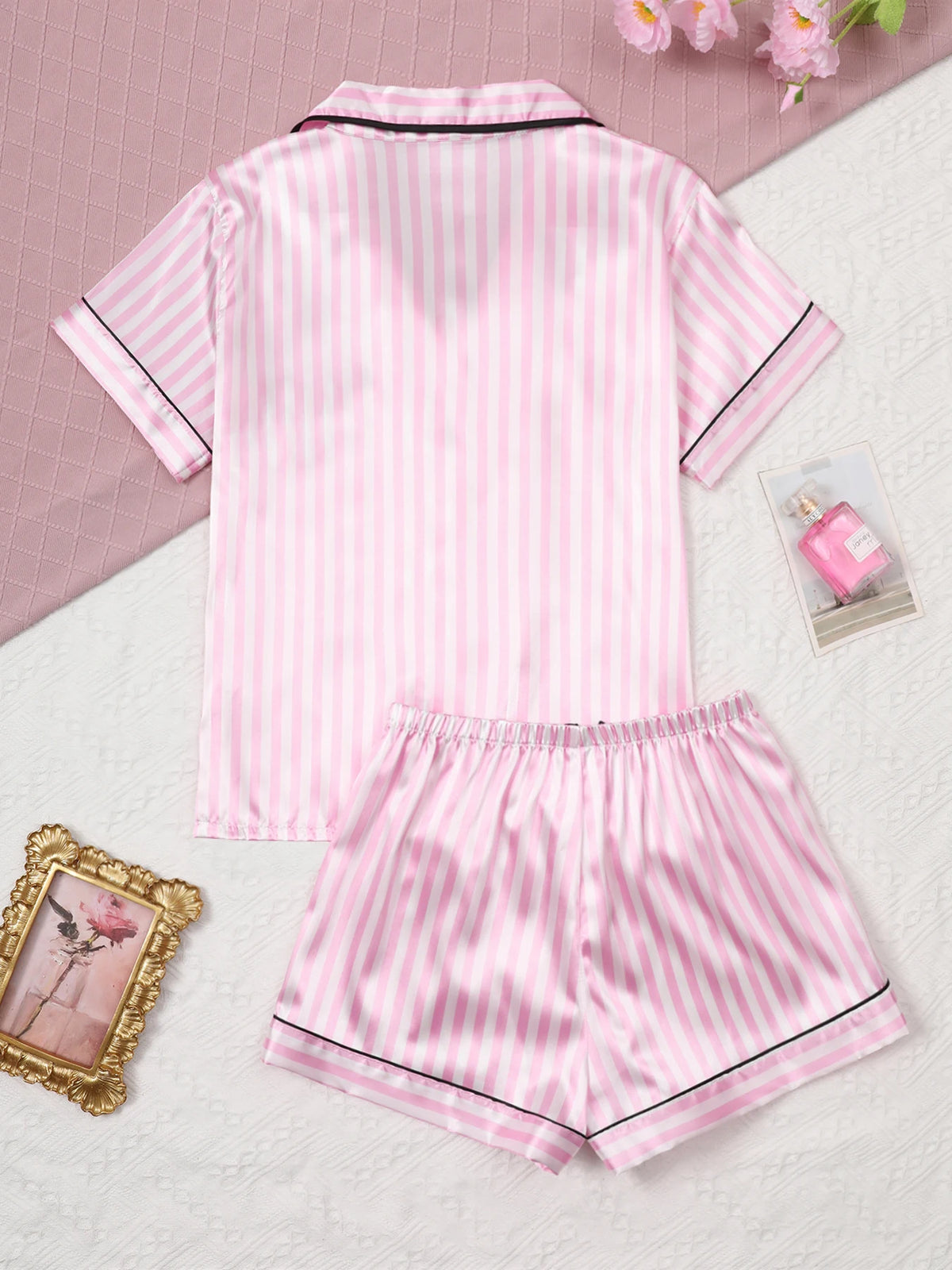 Ensemble pyjama en Satin de soie pour femmes – vue 4