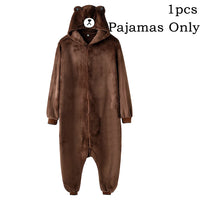 Ours brun Onesie femmes hommes Animal Kigurumis pyjama dessin animé animaux pantoufles Fes