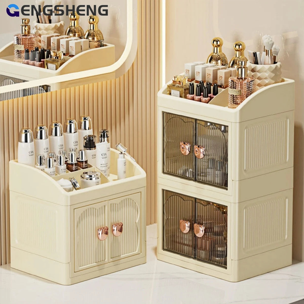 Boîte de rangement de maquillage à 3 couches