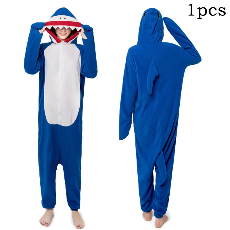 Pyjama Onesie requin bleu Kigurumi licorne Animal hommes femmes adulte dessin animé doux H