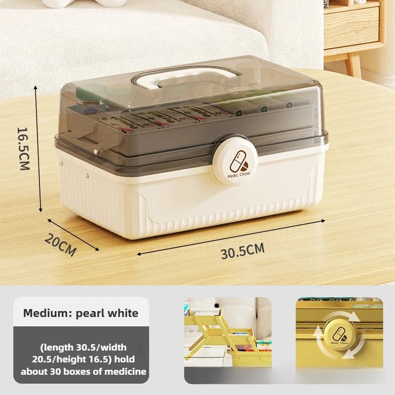 Boîte de rangement de médicaments pliable à 3 niveaux