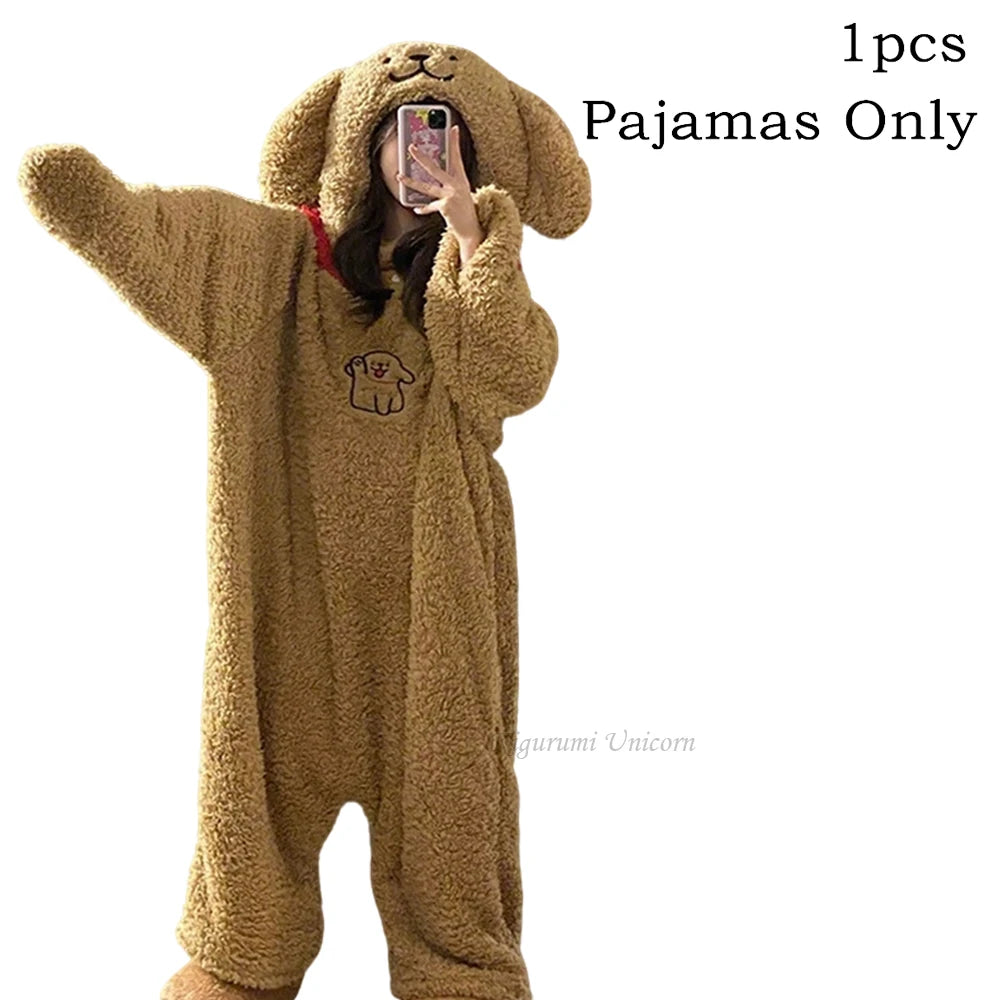 Hiver dessin animé marron chien à capuche barboteuse pyjamas Kigurumi Unicron mignon à man