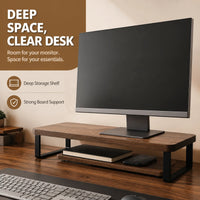 Support d'affichage avec espace de rangement surélevé pour clavier de bureau – vue 2