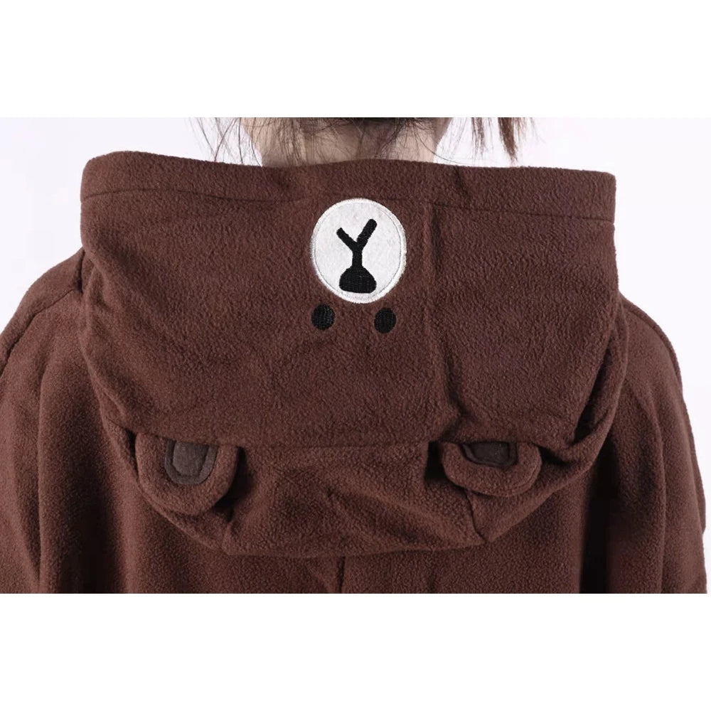 Ours brun Onesie femmes hommes Animal Kigurumis pyjama dessin animé animaux pantoufles Fes – vue 5