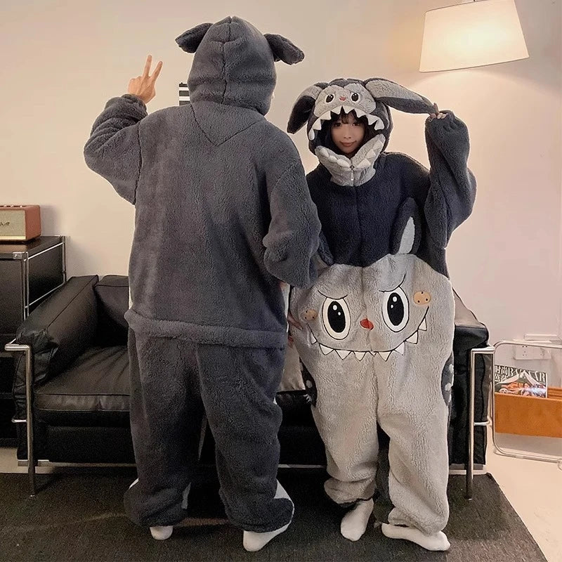 Kigurumi licorne chat Onesie hiver chaud vêtements de nuit femmes hommes Pyjamas pantoufle – vue 5