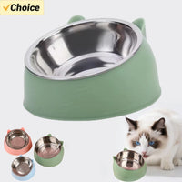 100/200ml bol pour chat incliné chaton chiot nourriture bols d'alimentation en acier inoxy