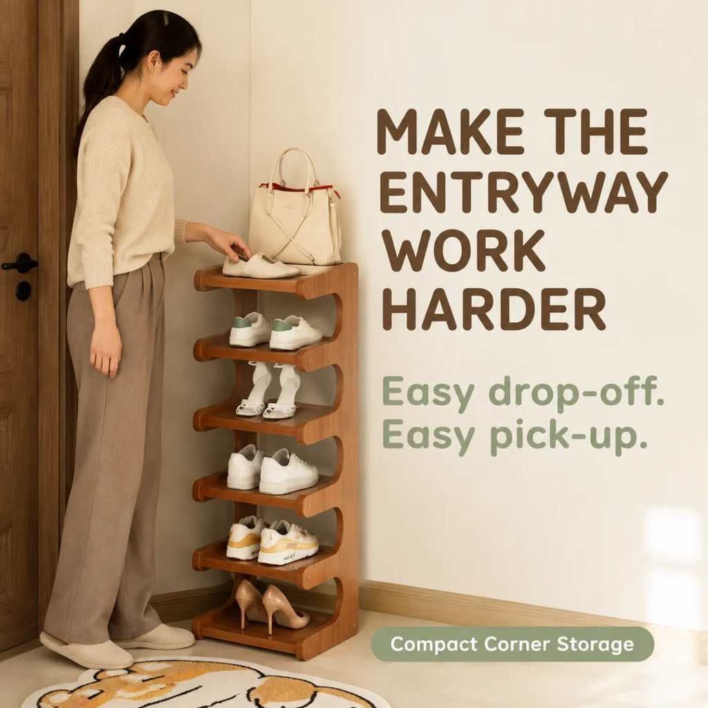 Étagère à chaussures compacte pour portes étroites