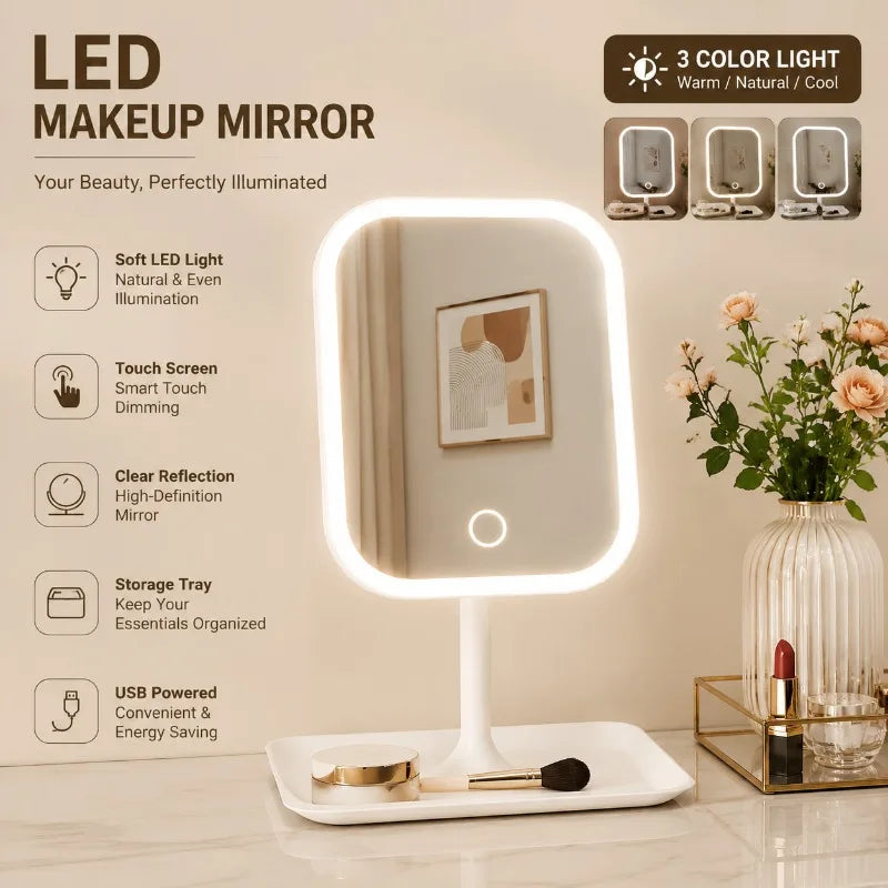 Miroir de Maquillage LED à Commande Tactile