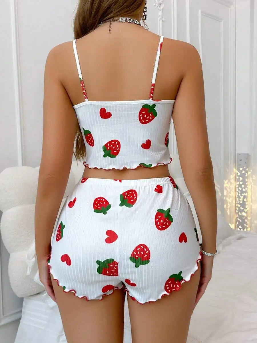 Ensemble pyjama d'été 2 pièces imprimé cœur pour femmes – vue 6